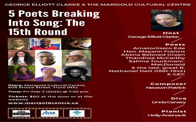 5 Poets Breaking into Song, February 7, 2025 Marigold Cultural Centre, Truro, NS