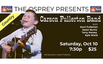 CARSON FULLERTON BAND, October 10, 2026 Osprey Arts Centre, Shelburne, NS